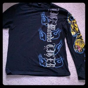 Black long sleep t shirt with tiger design